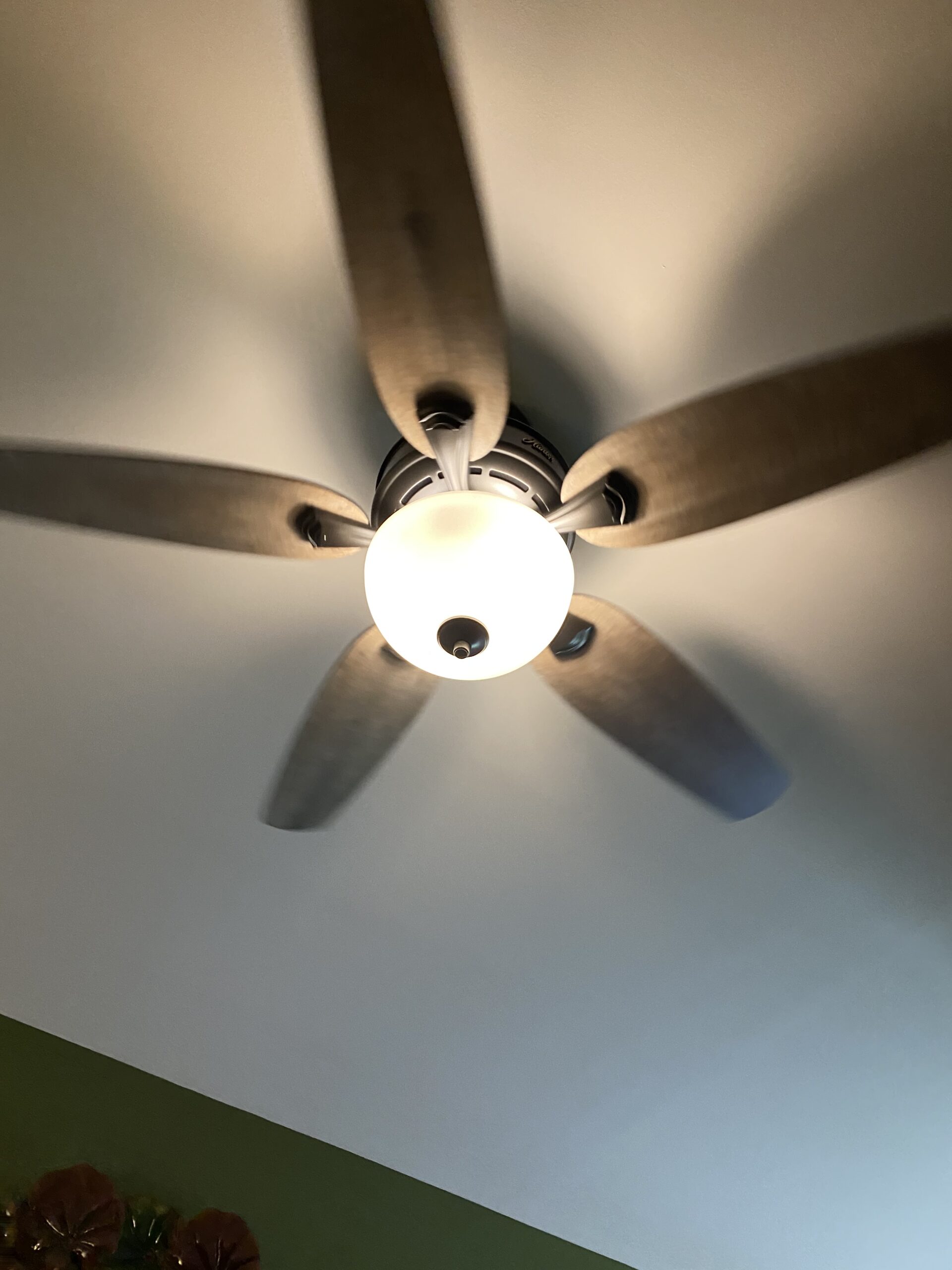 bedroom ceiling fan installed