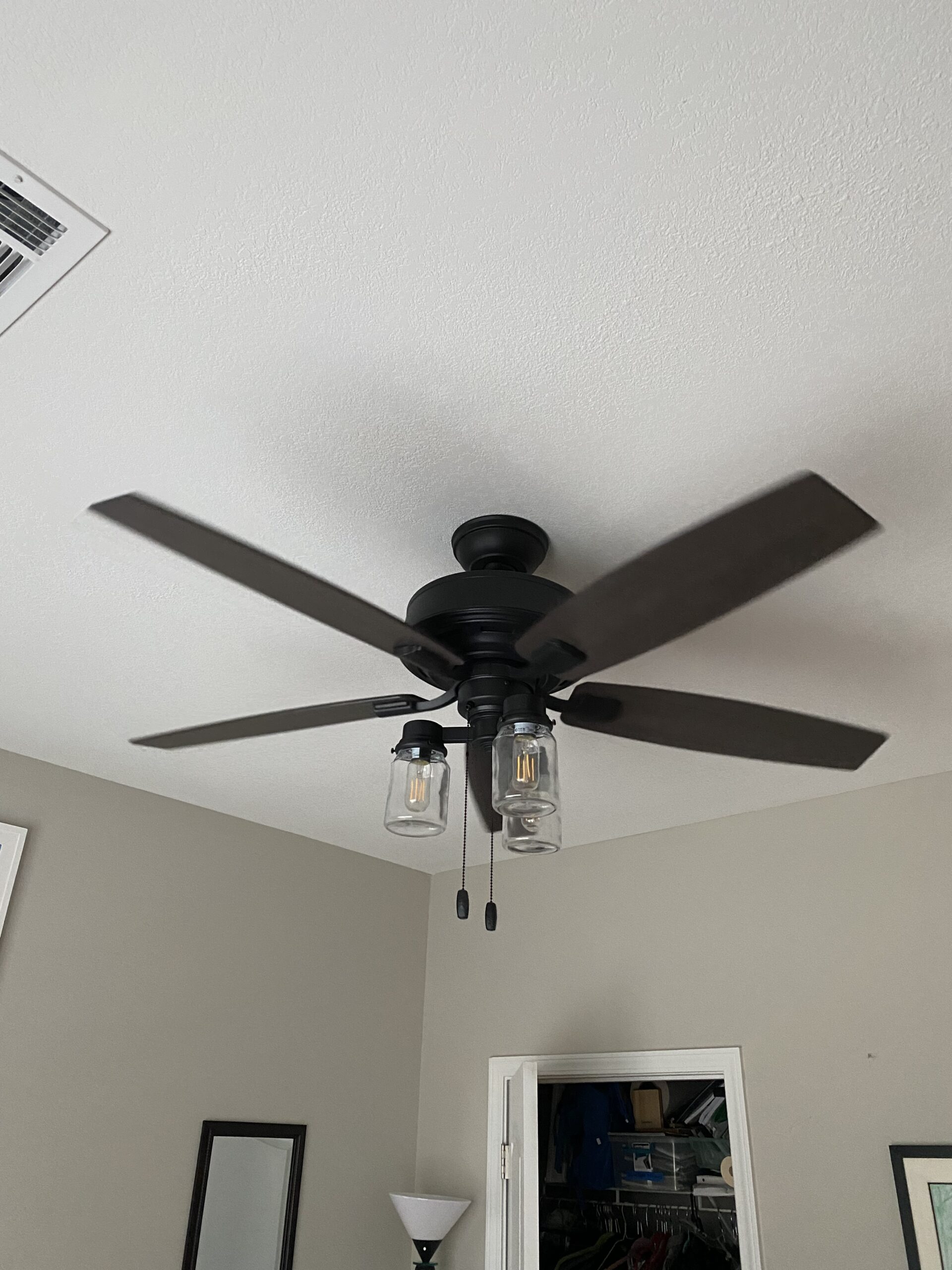 ceiling fan in bedroom