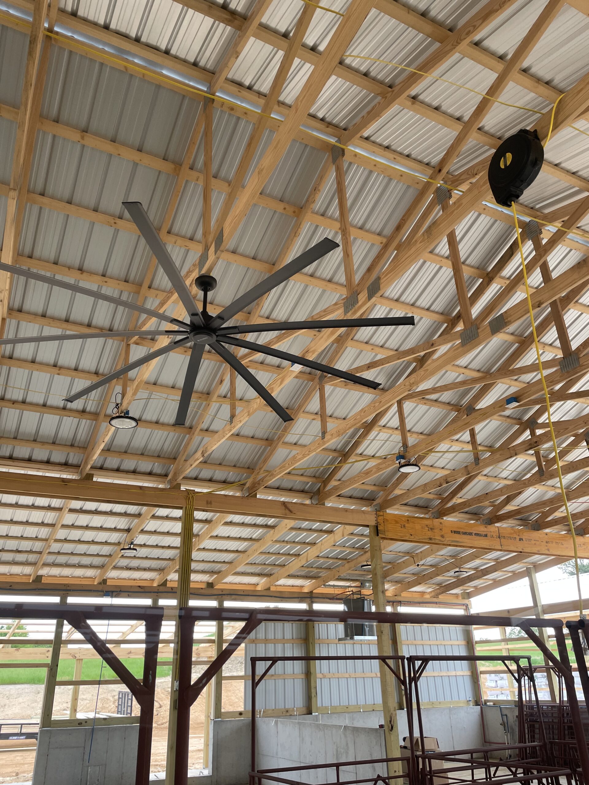 ceiling fan installed in barn